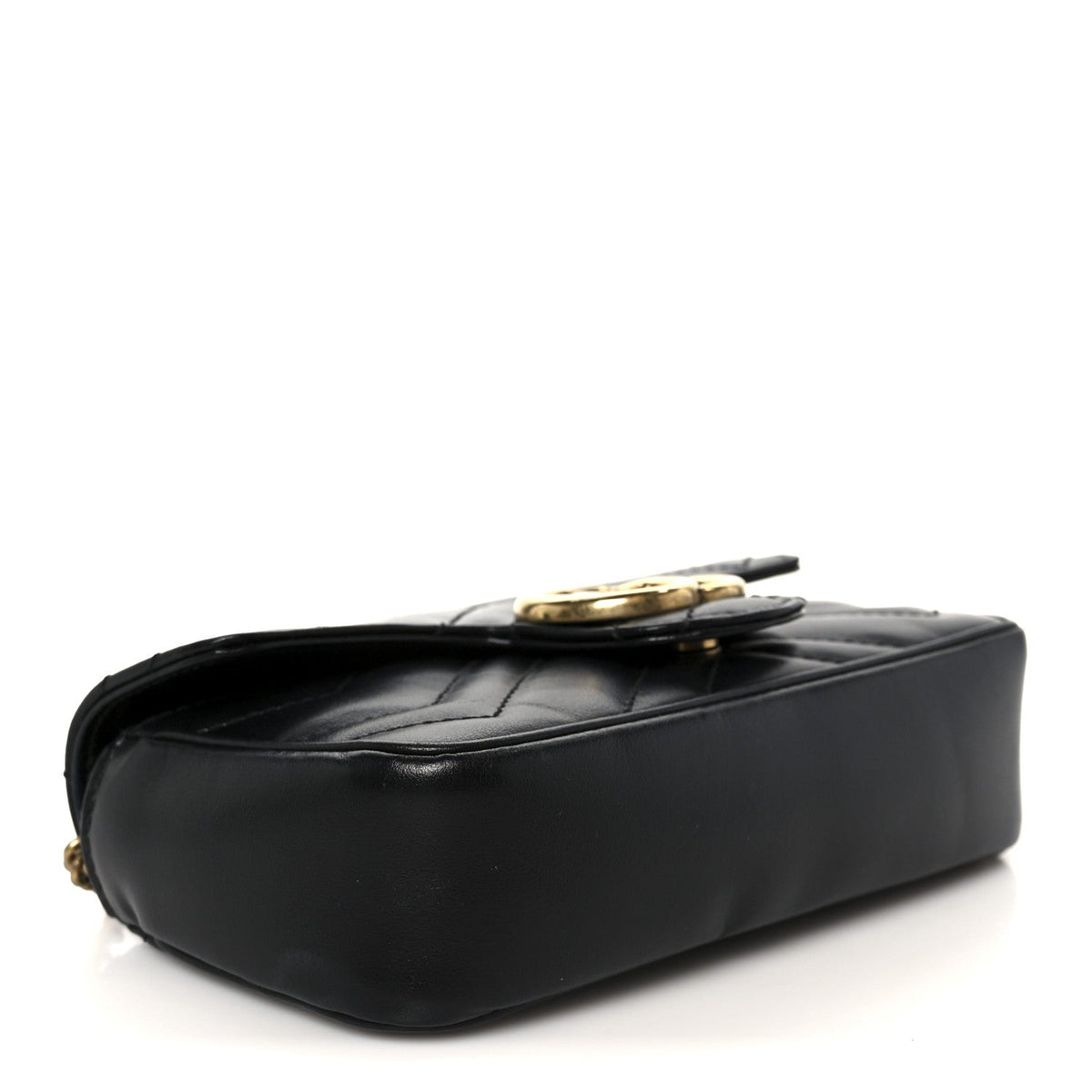 Calfskin Matelasse Super Mini GG Marmont Shoulder Bag Black