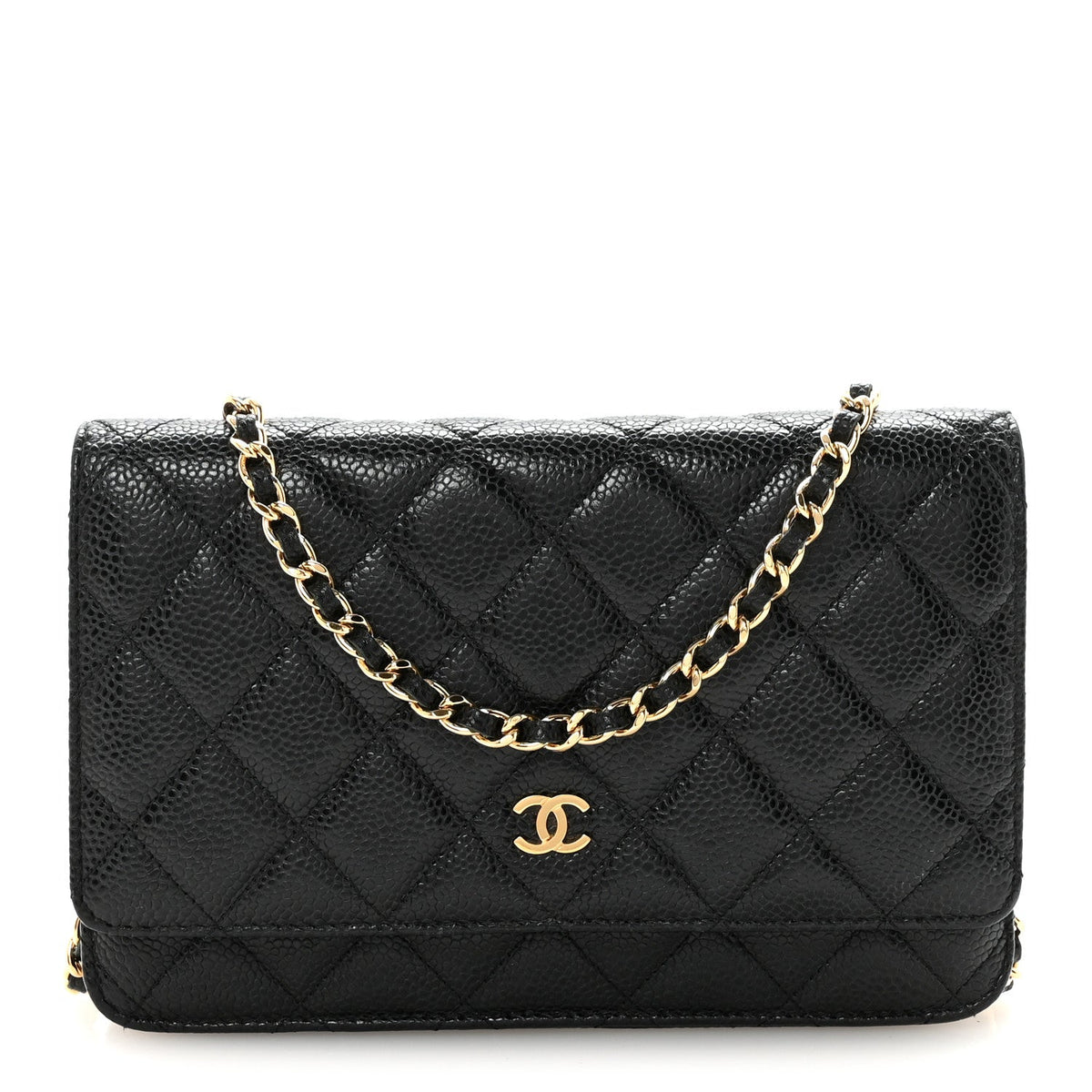 Caviar Quilted Wallet On Chain WOC Black