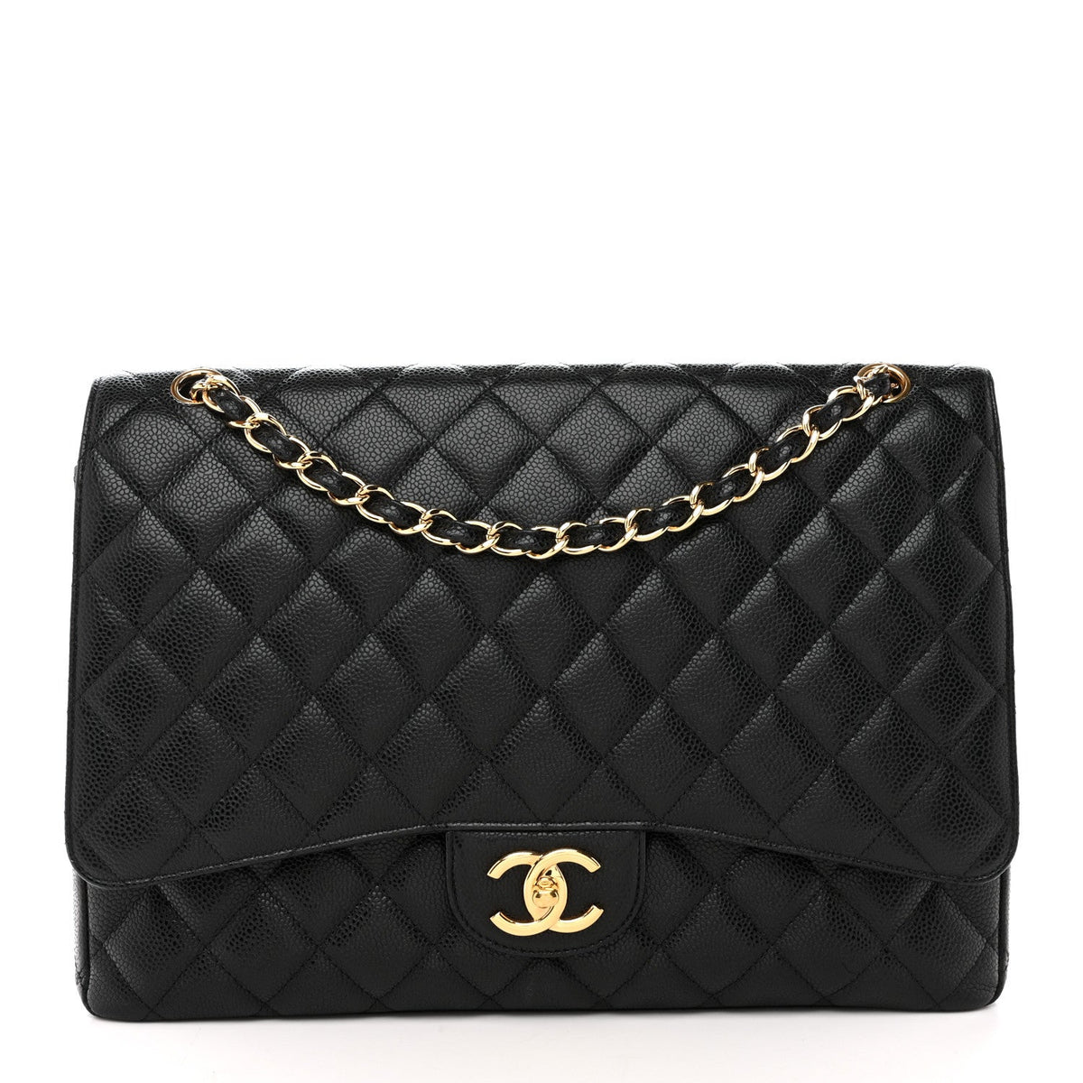 Caviar Quilted Maxi Double Flap Black
