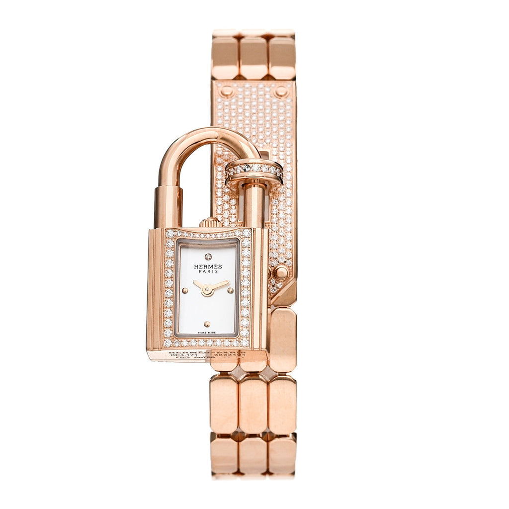 18K Rose Diamond Pave 16mm Kelly Quartz Watch