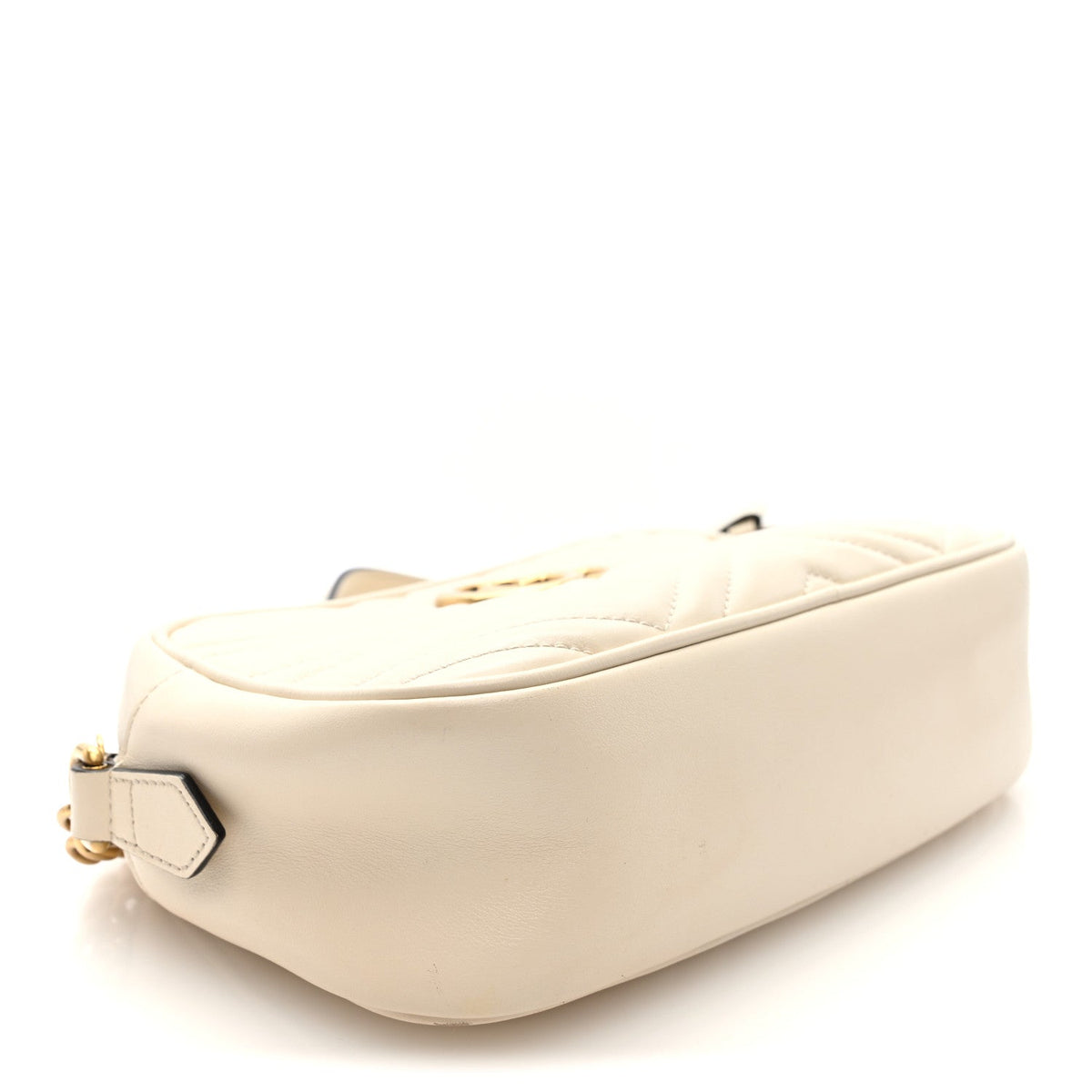 Calfskin Matelasse Small GG Marmont Chain Shoulder Bag White