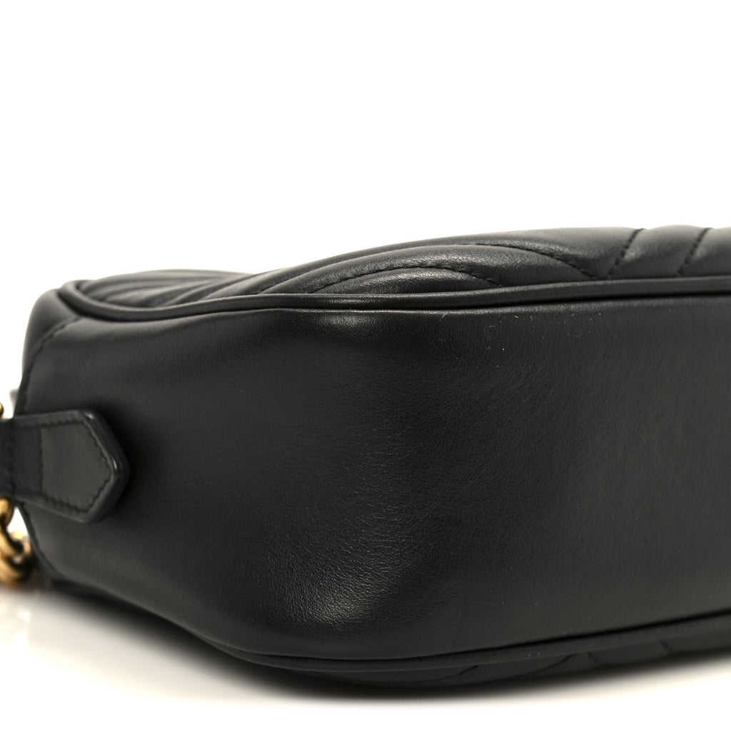 Calfskin Matelasse Small GG Marmont Chain Shoulder Bag Black