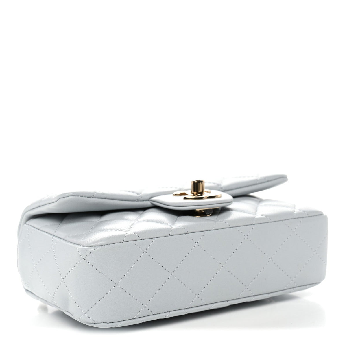 Lambskin Quilted Extra Mini Rectangular Flap Light Blue