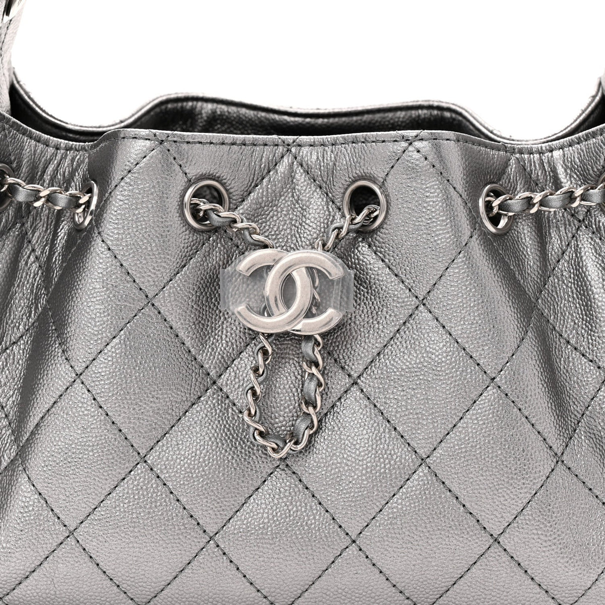 Metallic Caviar Quilted Mini Chanel 25 Handbag Anthracite