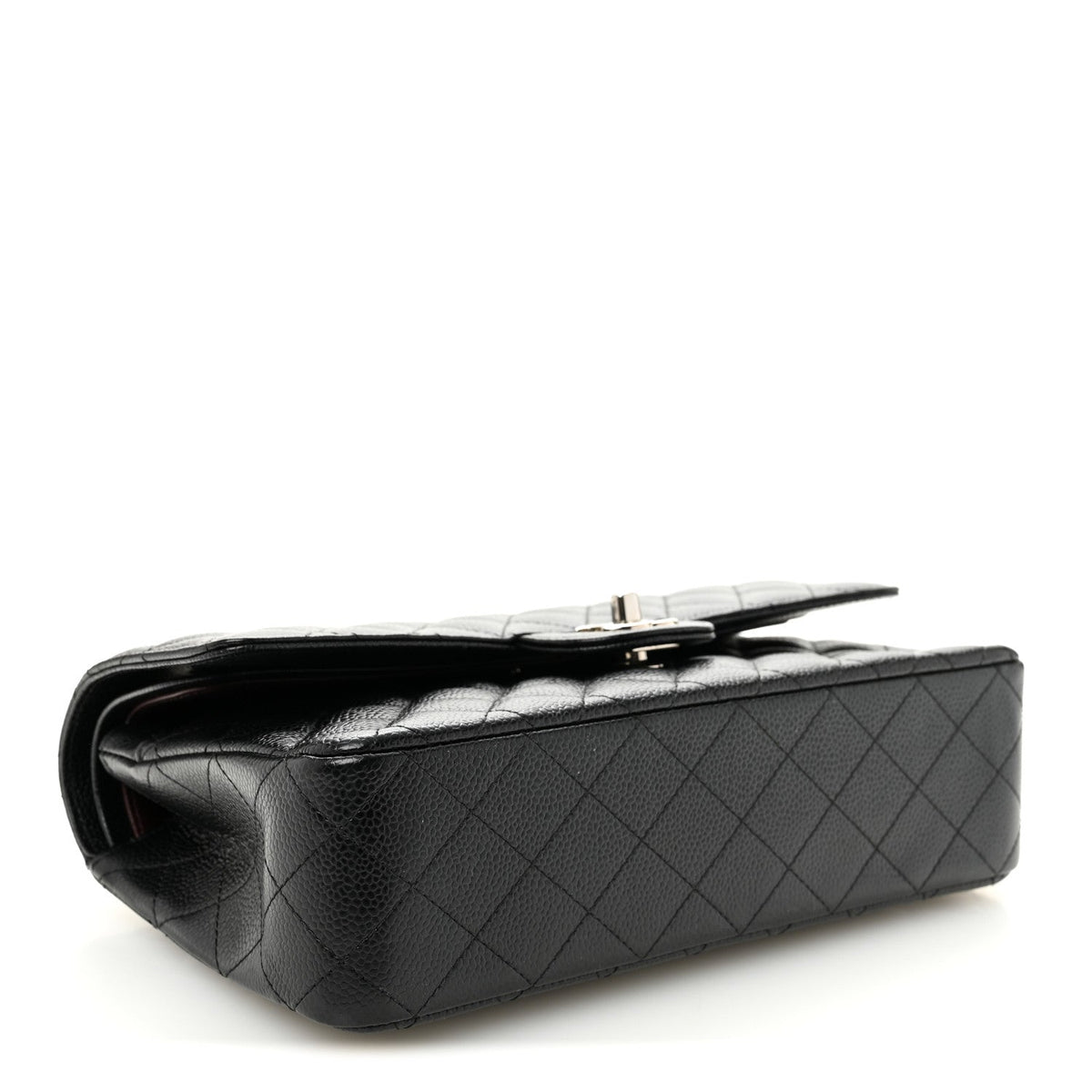 Caviar Quilted Medium Double Flap Black