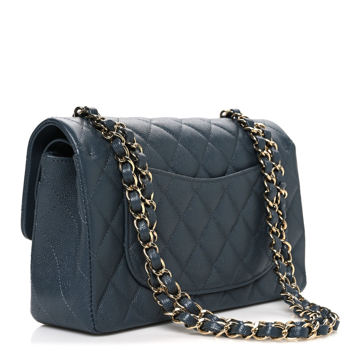 Caviar Quilted Small Double Flap Dark Grey