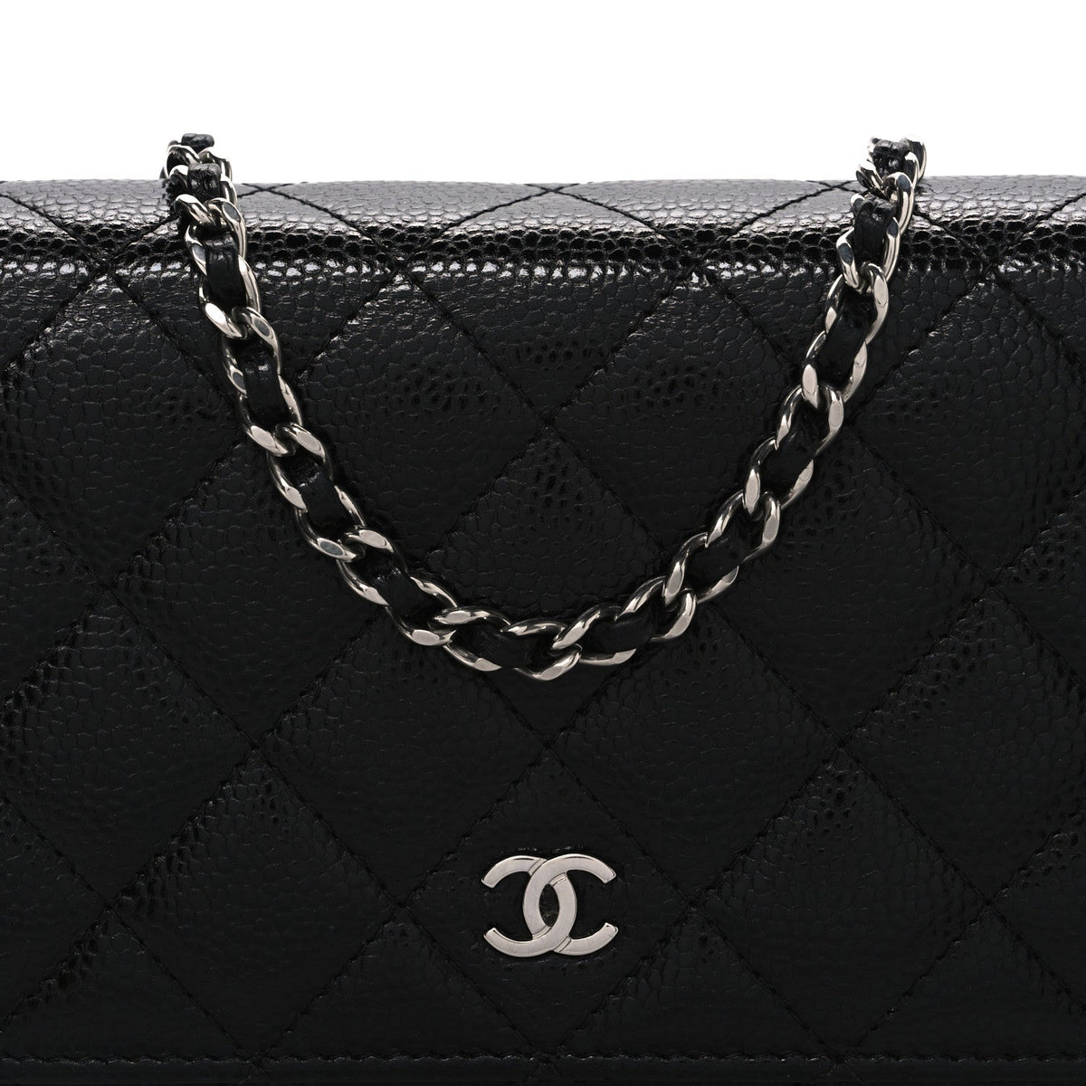 Caviar Quilted Wallet on Chain WOC Black