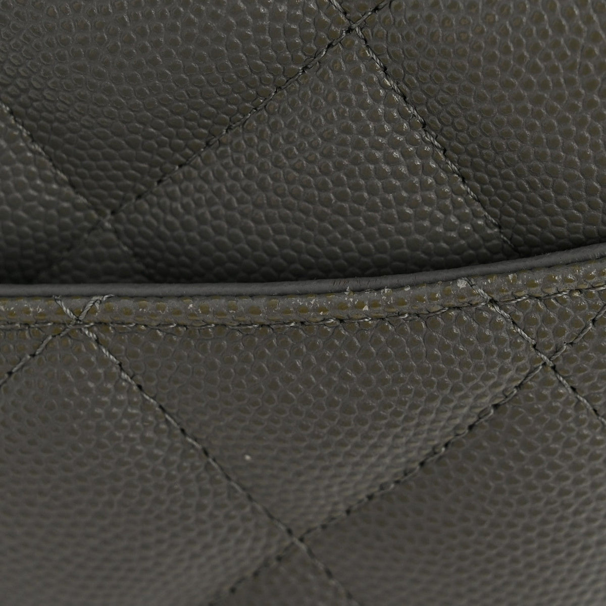 Caviar Quilted Jumbo Double Flap Grey
