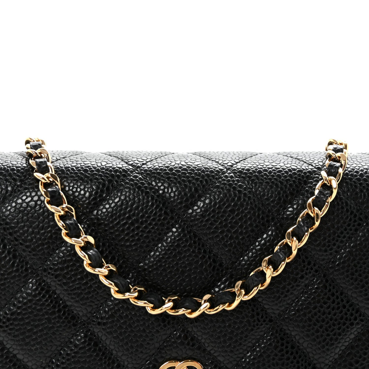 Caviar Quilted Wallet on Chain WOC Black
