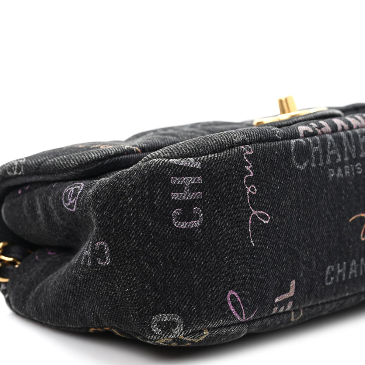 Denim Quilted Denim Mood Mini Rectangular Flap Black Multicolor