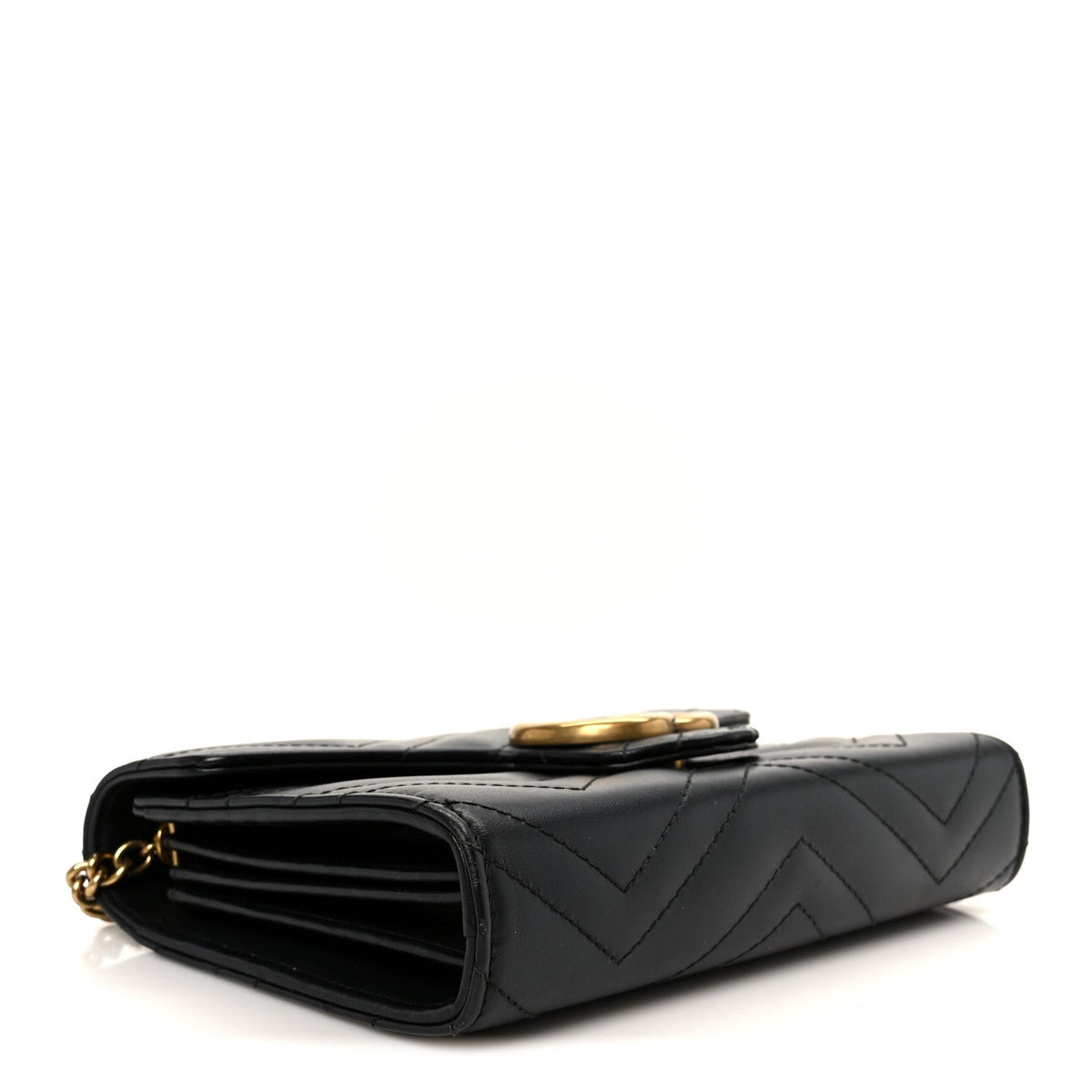 Calfskin Matelasse GG Marmont Chain Wallet Black
