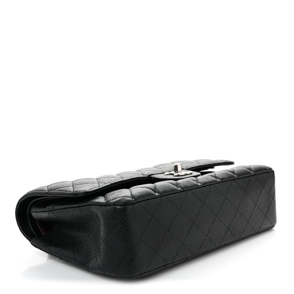 Caviar Quilted Medium Double Flap Black