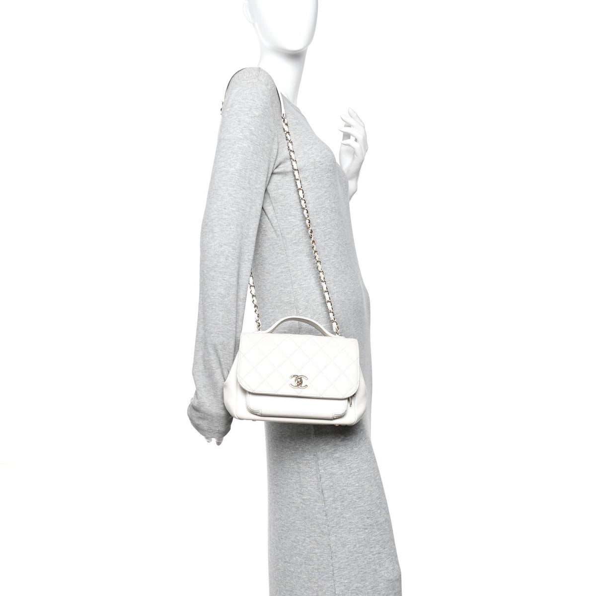 Caviar Quilted Medium Business Affinity Flap White