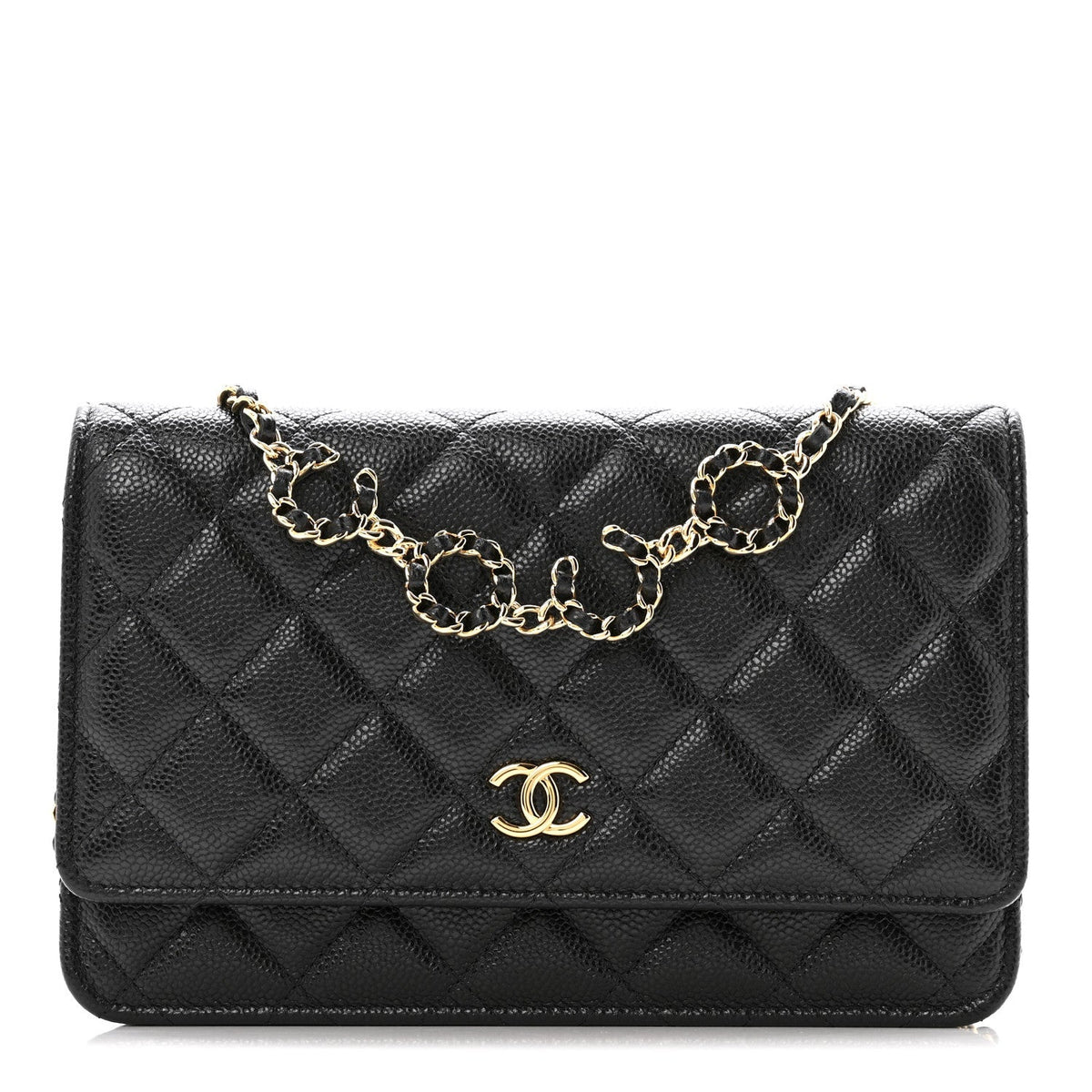 Caviar Quilted Miss Coco Wallet On Chain WOC Black