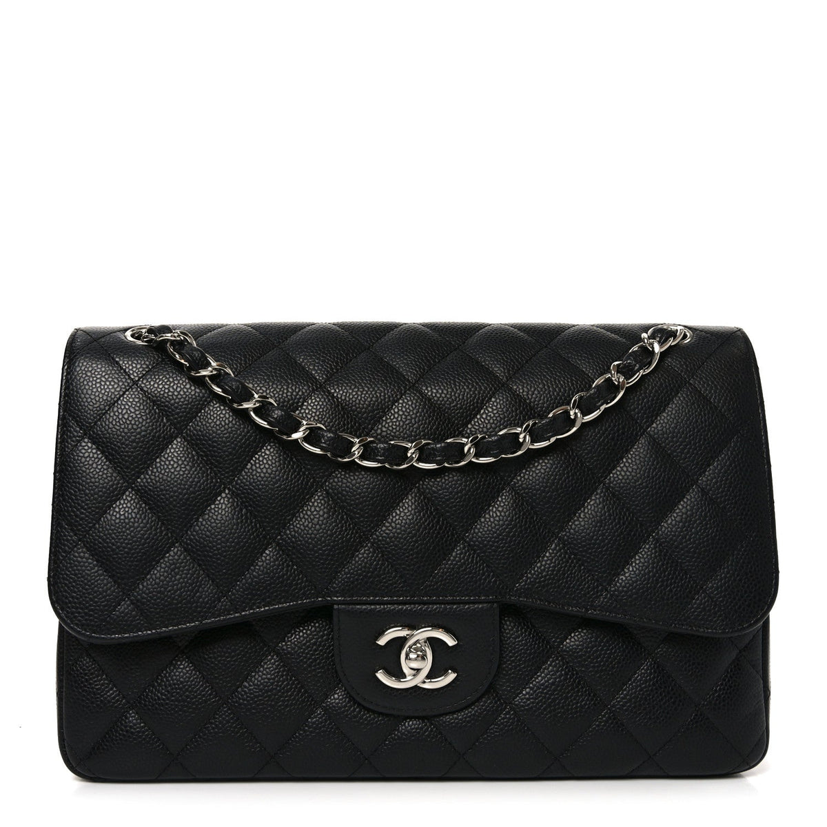 Caviar Quilted Jumbo Double Flap Black