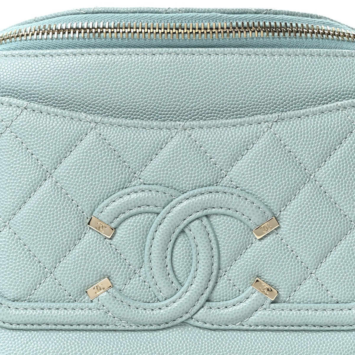 Caviar Quilted Filigree Waist Bag Light Blue