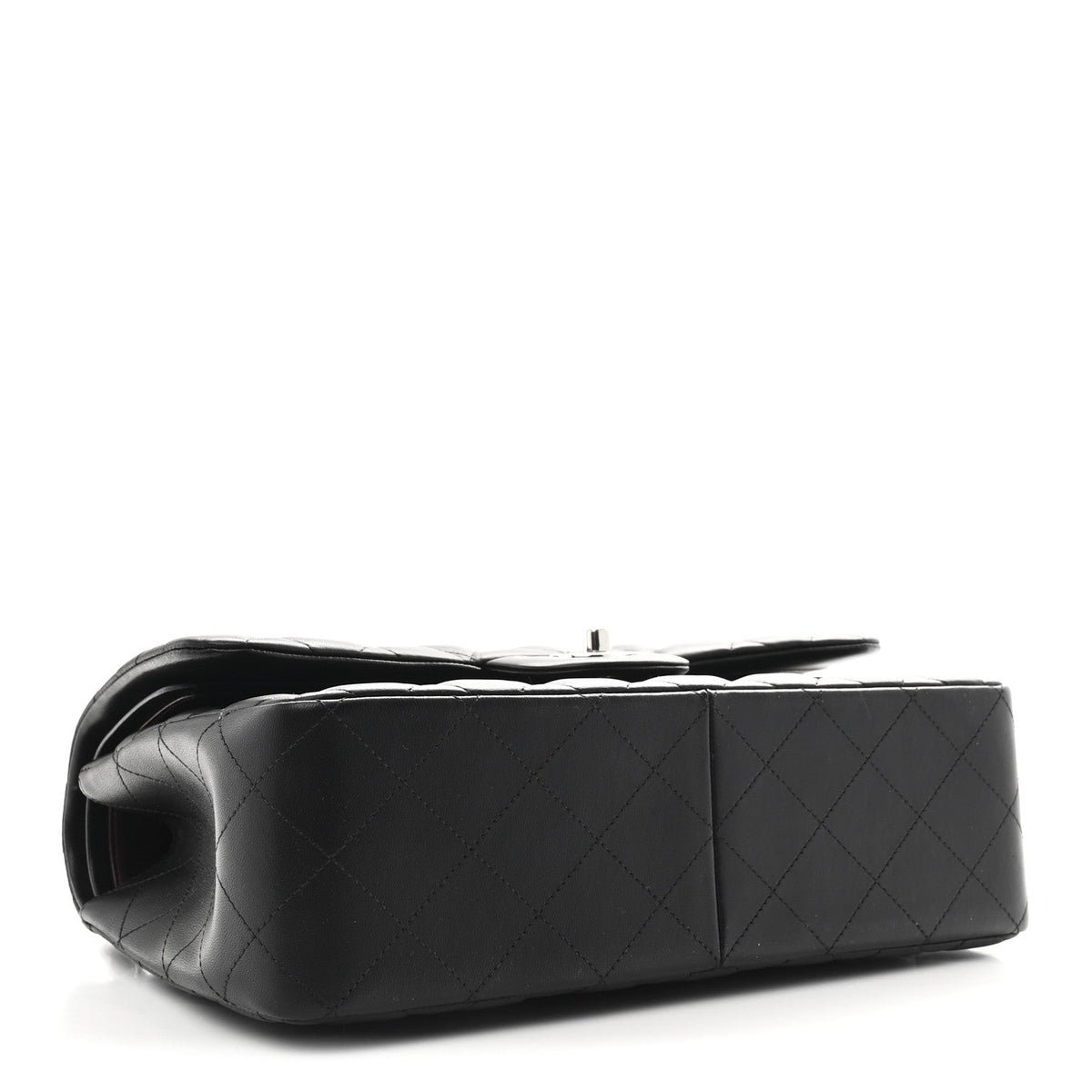 Lambskin Quilted Jumbo Double Flap Black