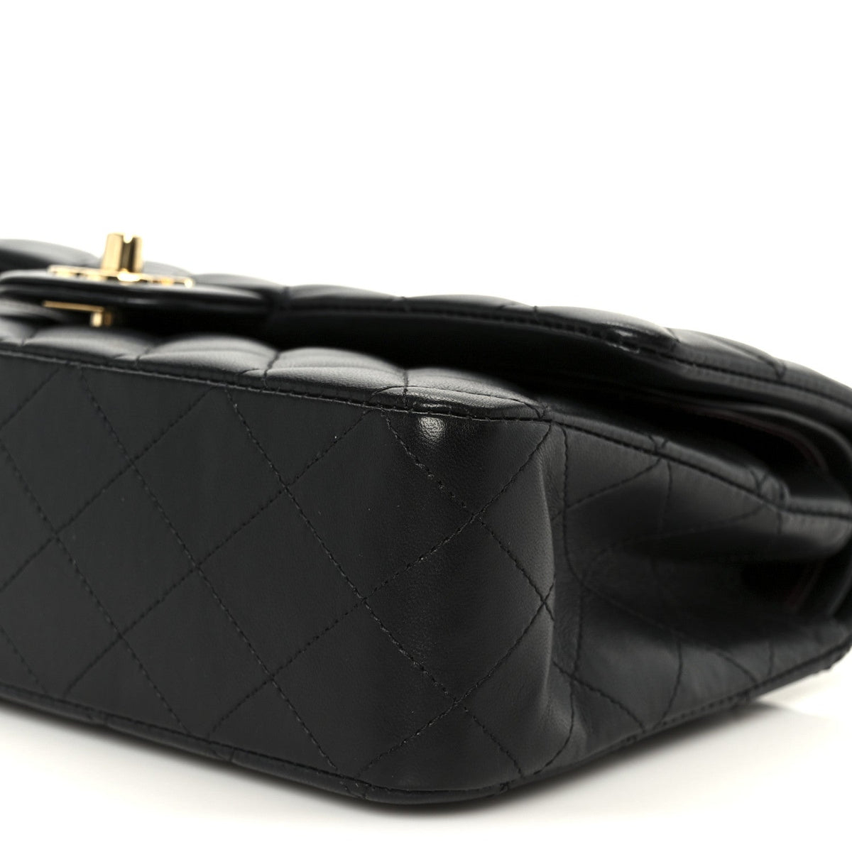 Lambskin Quilted Medium Double Flap Black