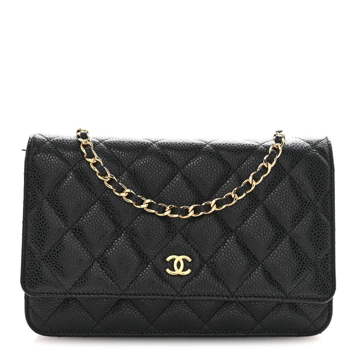 Caviar Quilted Wallet on Chain WOC Black