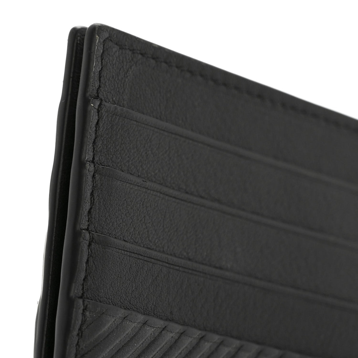 Textured Calfskin Plain Cardholder Black