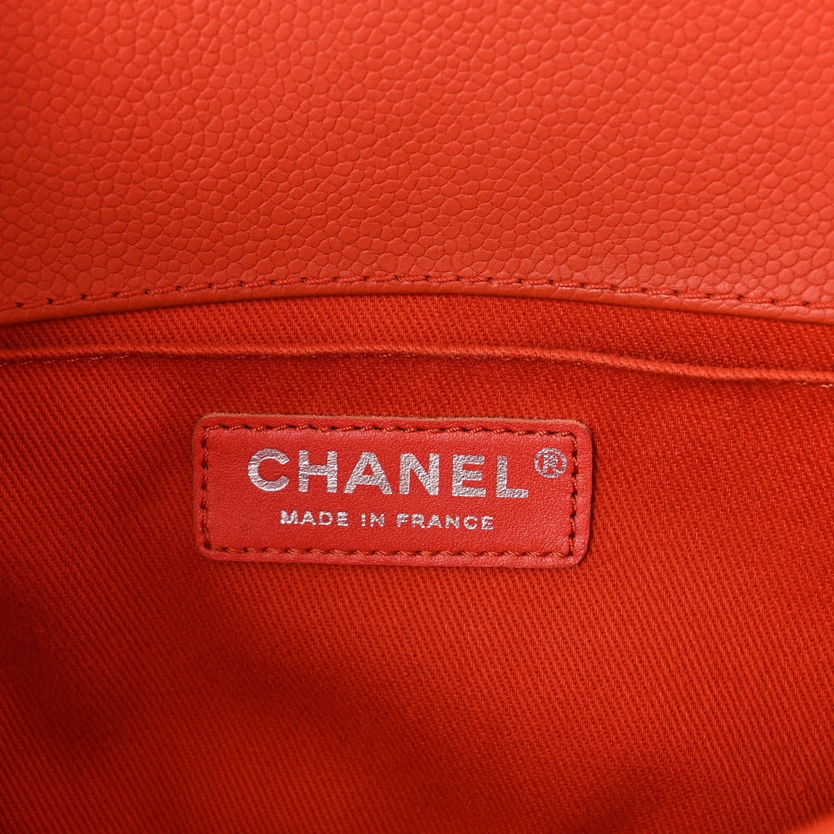 Caviar Stitched Medium Boy Flap Dark Orange