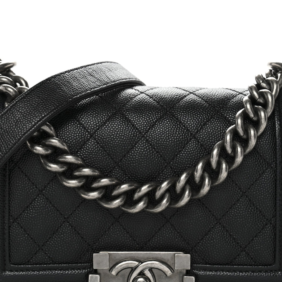 Caviar Quilted Small Boy Flap Black