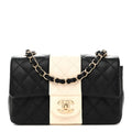Lambskin Quilted Mini Rectangular Flap Black White