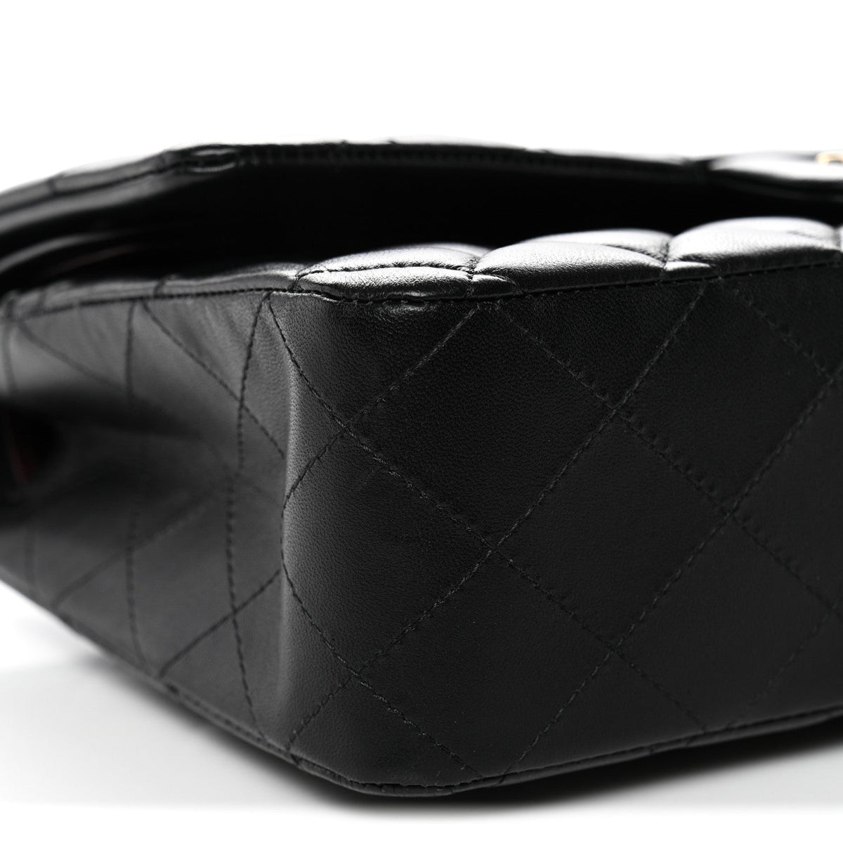 Lambskin Quilted Medium Double Flap Black