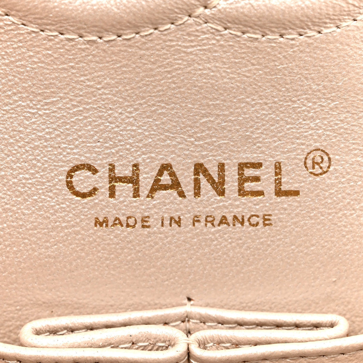 Pearly Caviar Quilted Medium Double Flap Light Beige