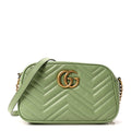 Calfskin Matelasse Small GG Marmont Chain Shoulder Bag Salamander Green