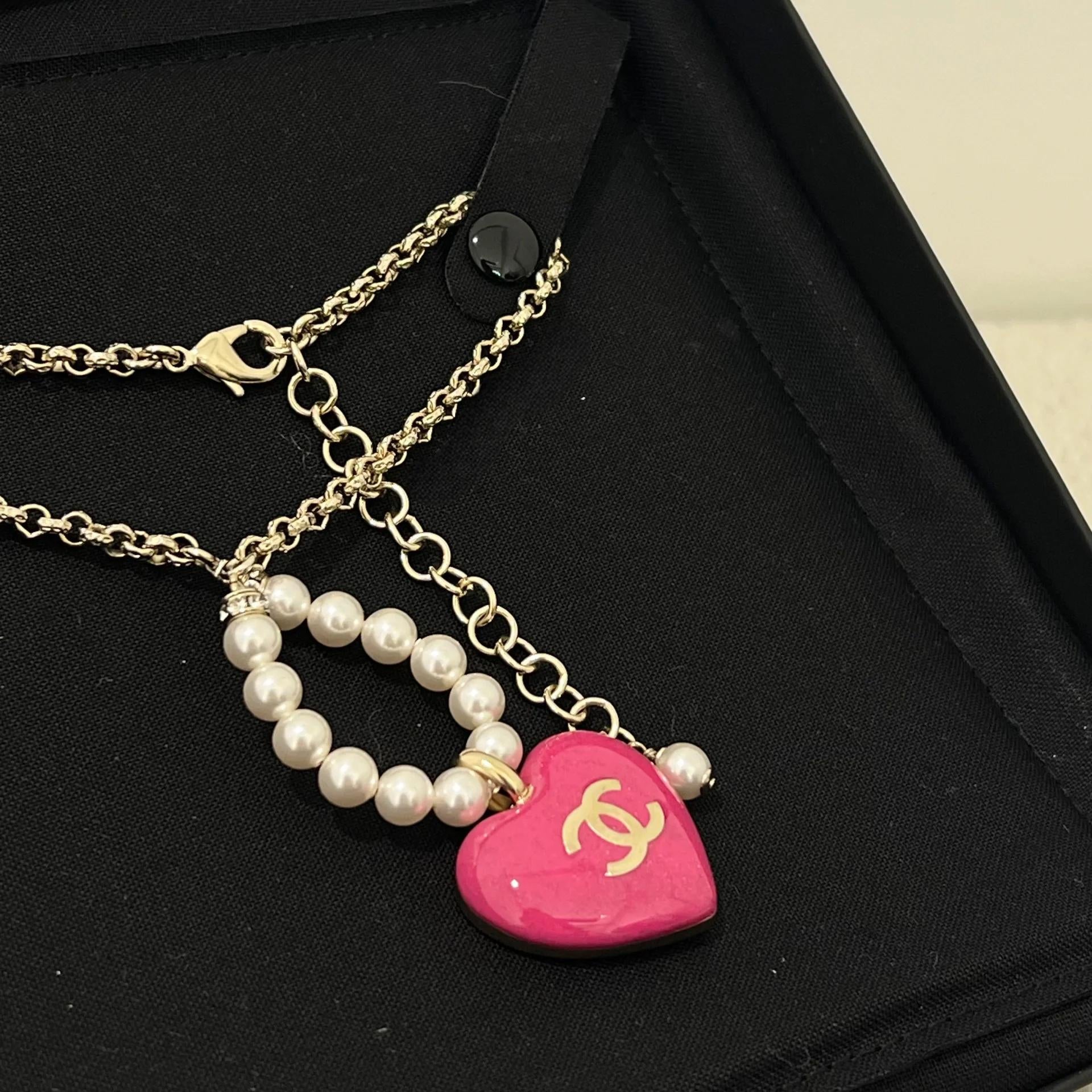 Chanel Pink Diamond Necklace Bracelet Earrings