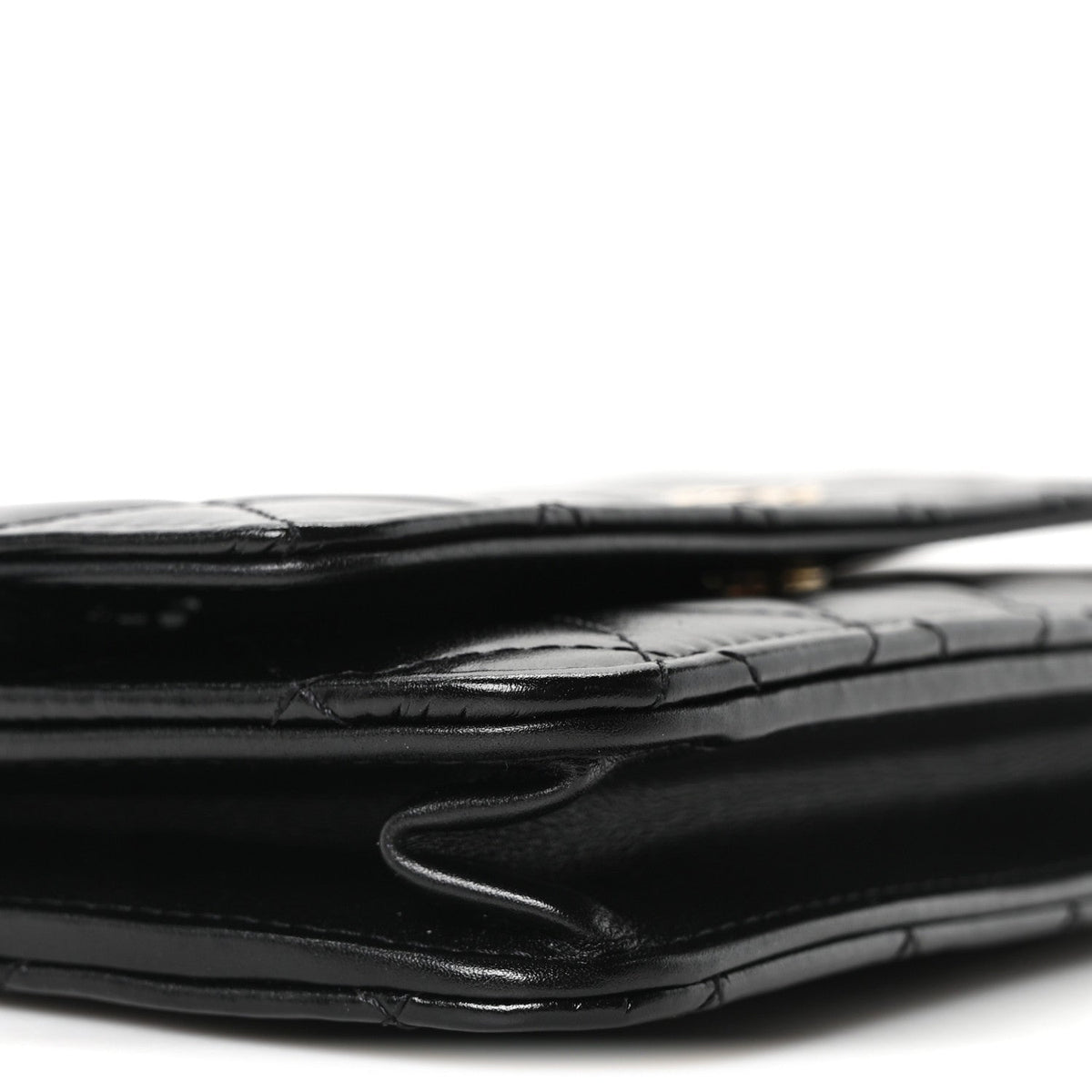 Calfskin Quilted Maxi Pearl Wallet On Chain WOC Black