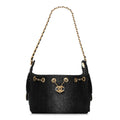 Washed Denim Quilted Mini Chanel 25 Handbag Black
