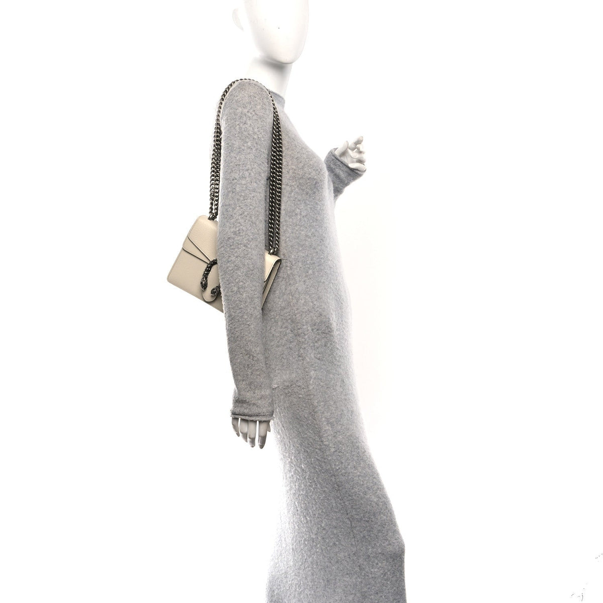Textured Calfskin Crystal Mini Dionysus Shoulder Bag Mystic White