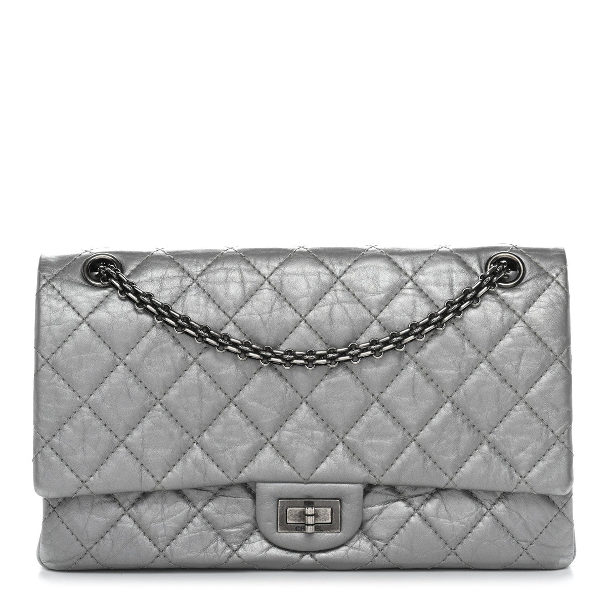 Metallic Aged Calfskin Quilted 2.55 Reissue 226 Flap Silver