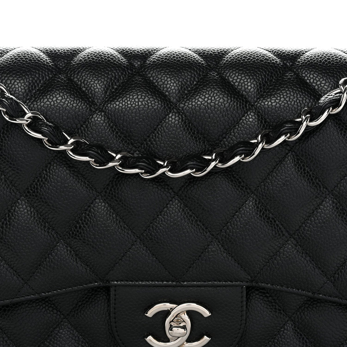 Caviar Quilted Jumbo Double Flap Black