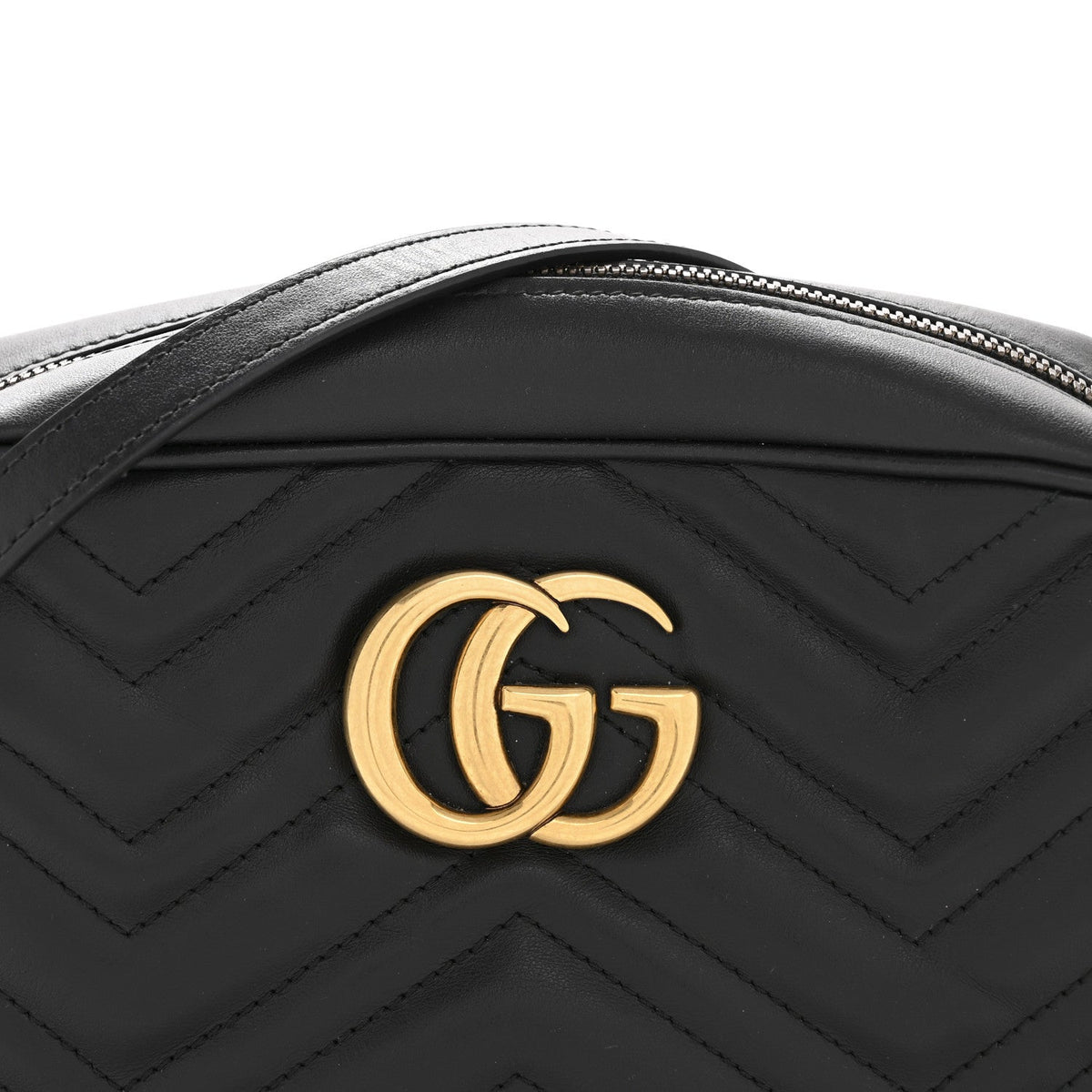 Calfskin Matelasse Small GG Marmont Chain Shoulder Bag Black