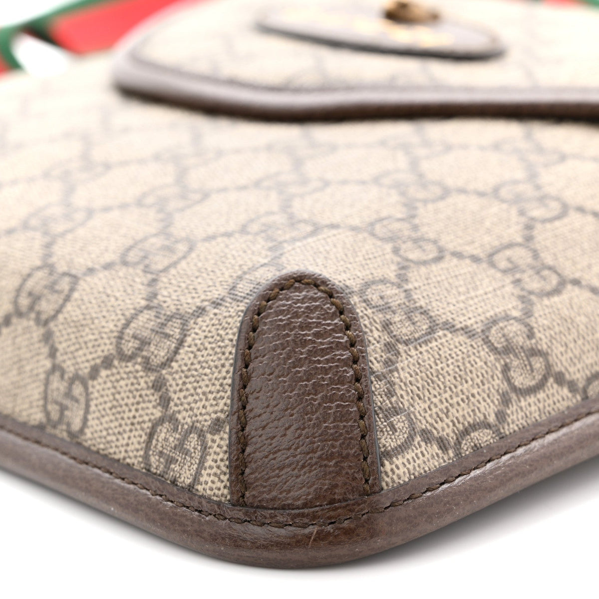GG Supreme Monogram Web Medium Neo Vintage Flap Messenger Bag Beige New Acero