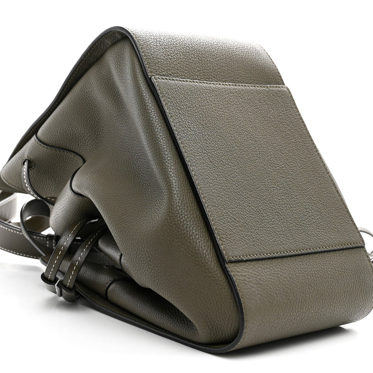 Soft Grained Calfskin Compact Hammock Shoulder Bag Khaki Green