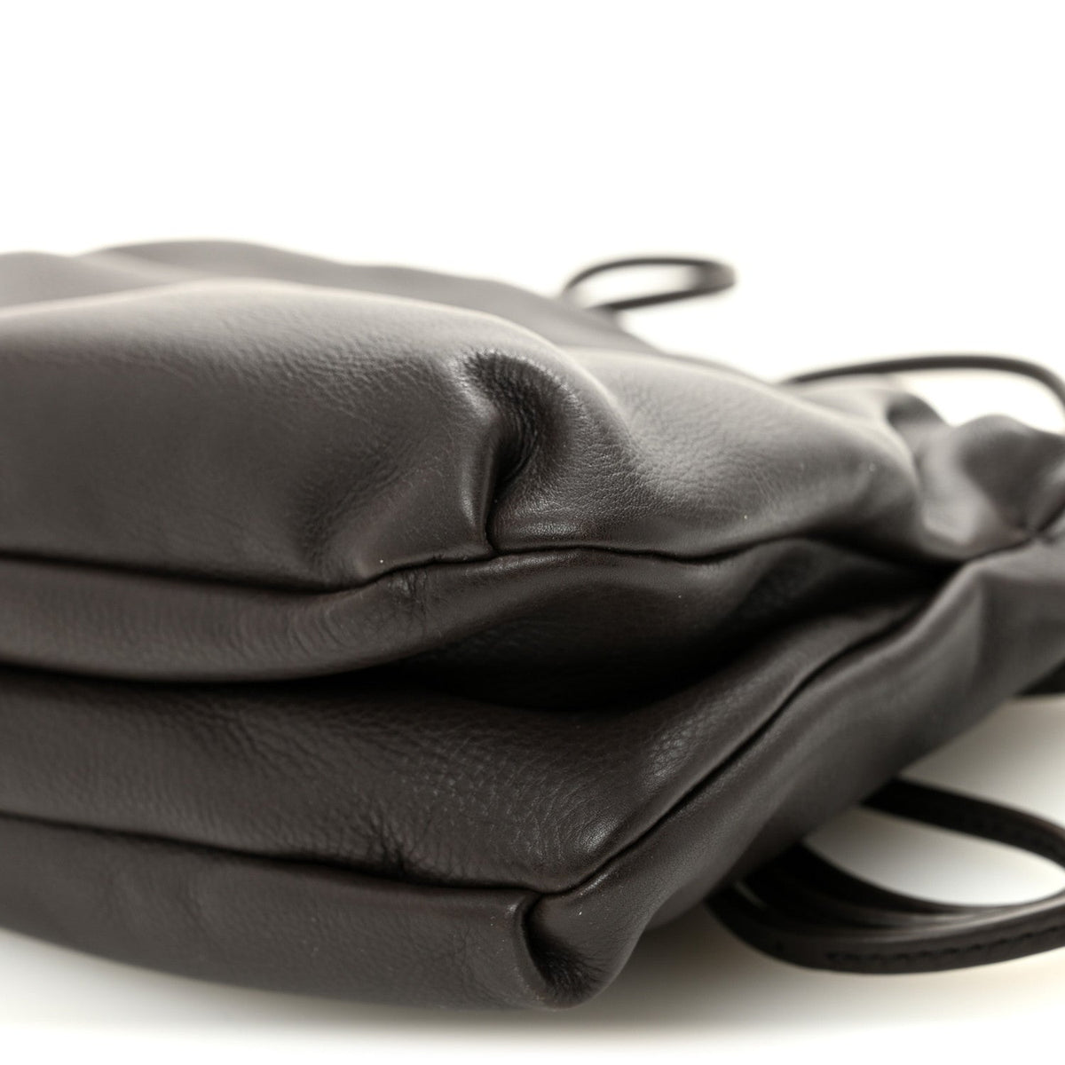 Grained Calfskin Bourse Clutch Dark Brown
