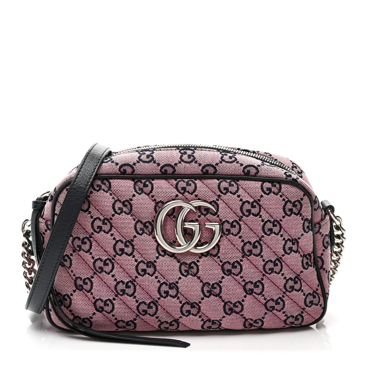 Monogram Multicolor Matelasse Diagonal Small GG Marmont Chain Shoulder Bag Pink Blue
