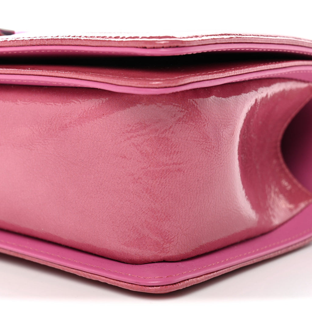 Patent Tweed Medium Boy Flap Fuchsia