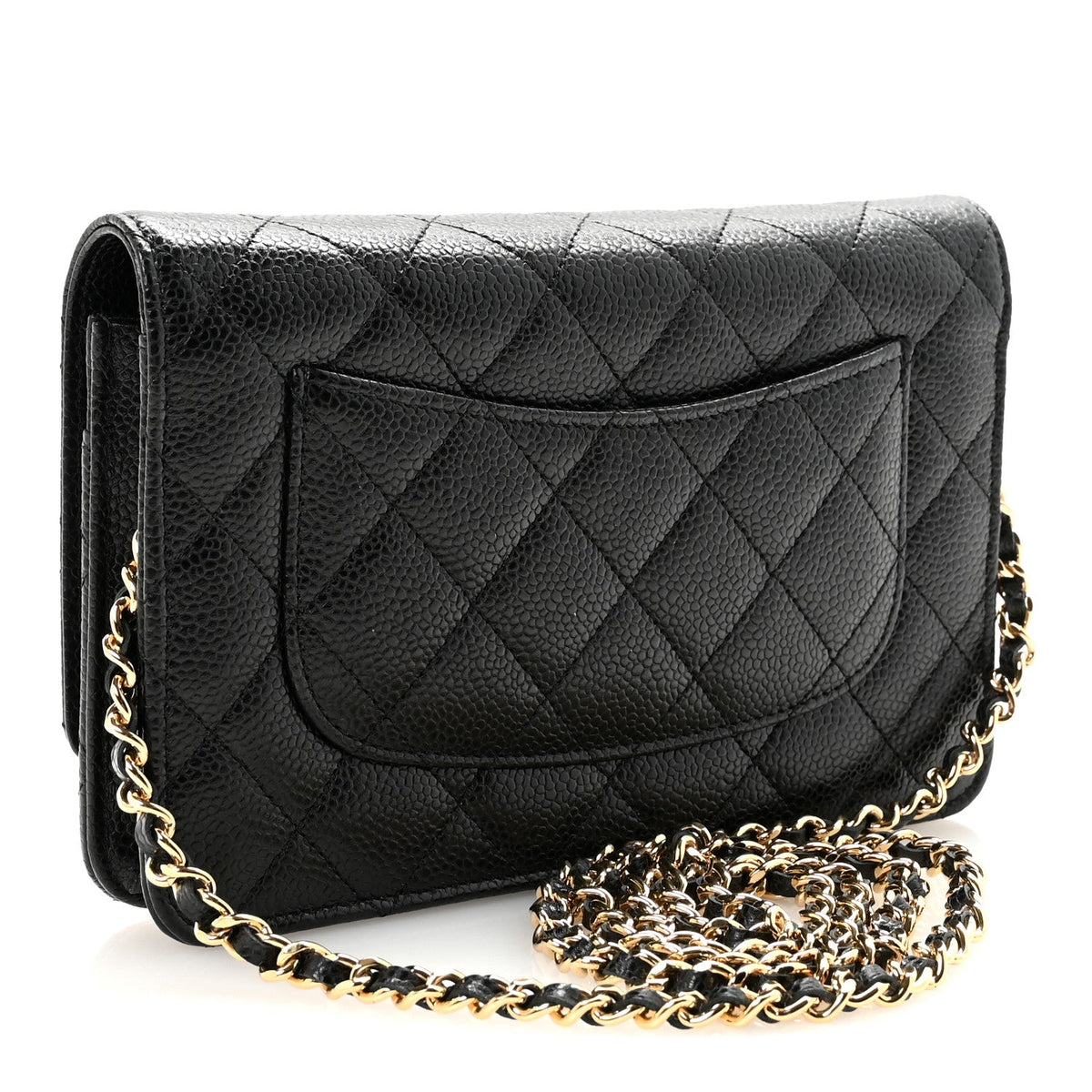 Caviar Quilted Wallet on Chain WOC Black