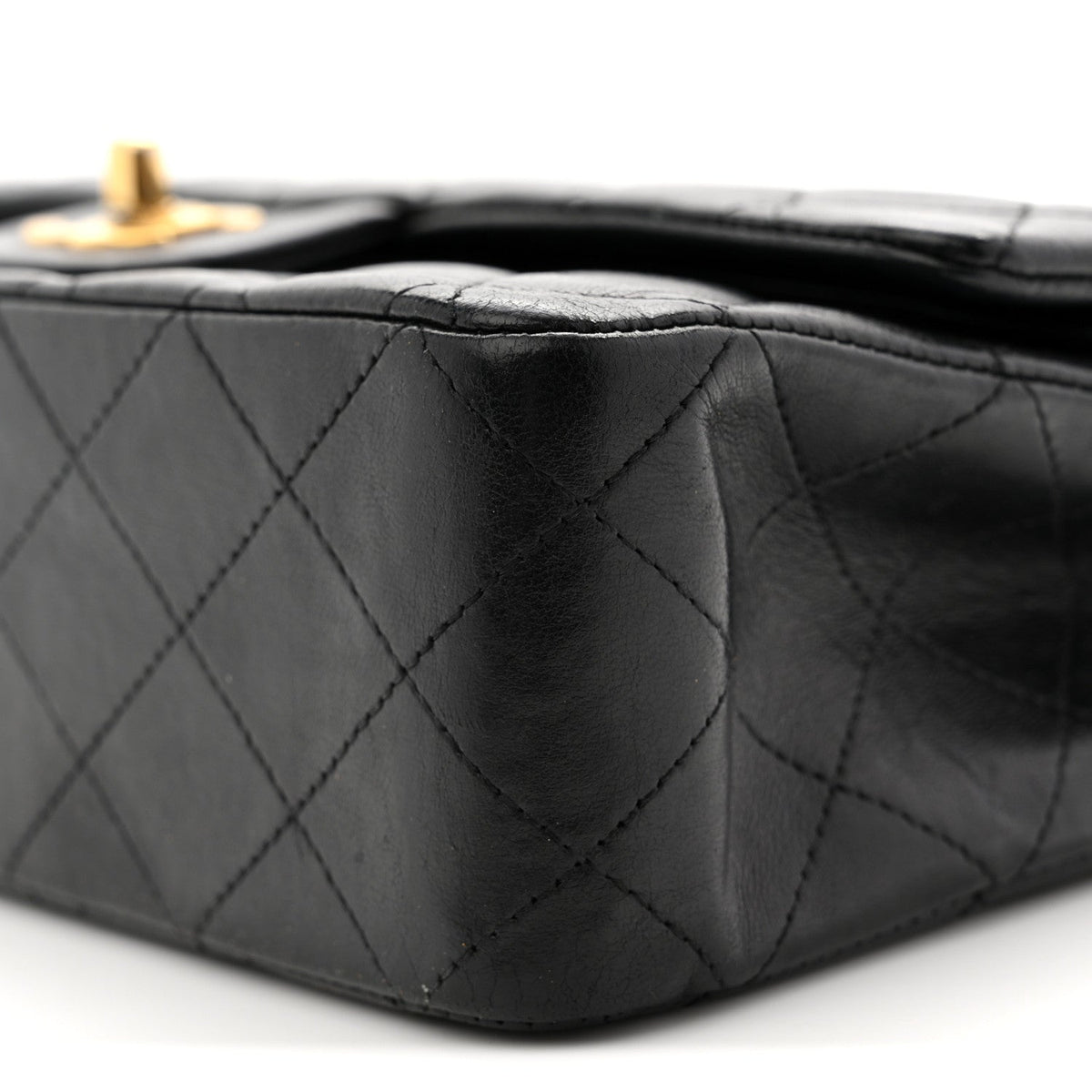 Lambskin Quilted Medium Double Flap Black