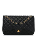 Lambskin Quilted Jumbo Double Flap Black
