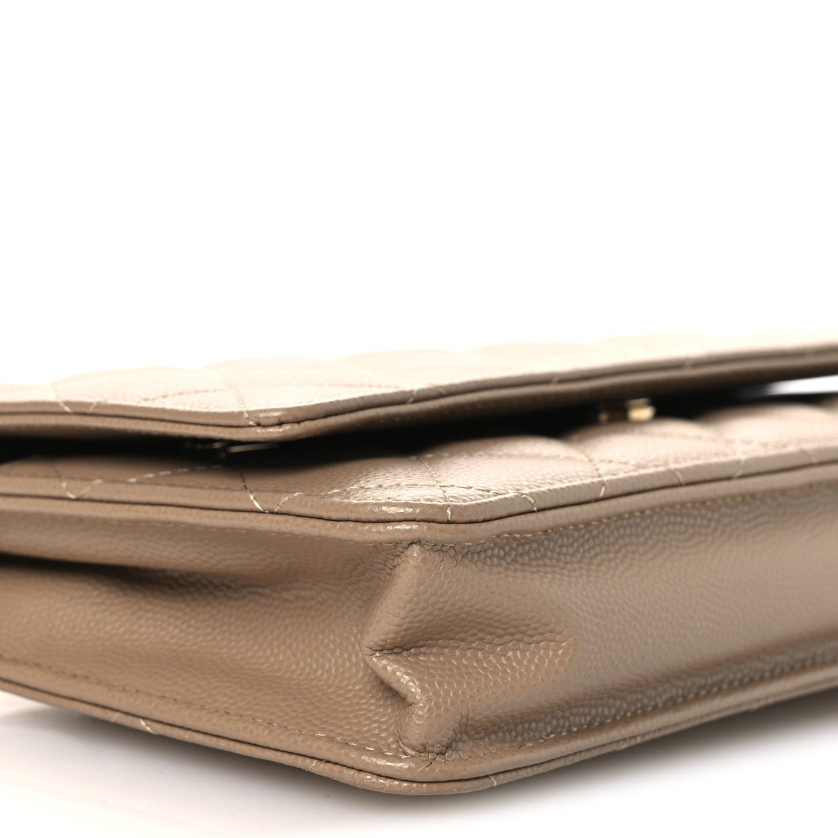 Caviar Quilted Wallet on Chain WOC Dark Beige