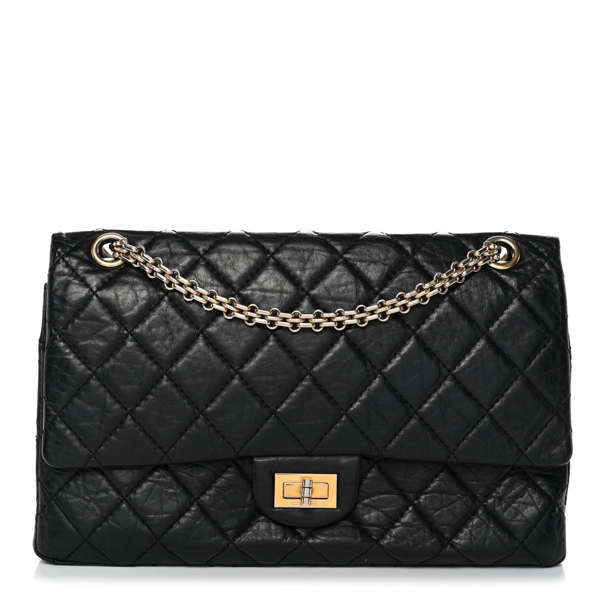 Aged Calfskin Quilted 2.55 Reissue 226 Flap Black