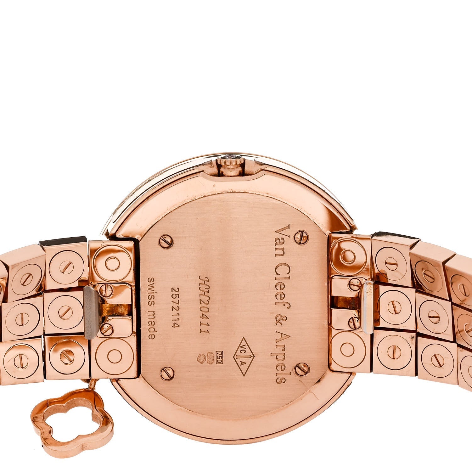 18K Rose Gold Diamond Bezel 32mm Charms Quartz Watch Black