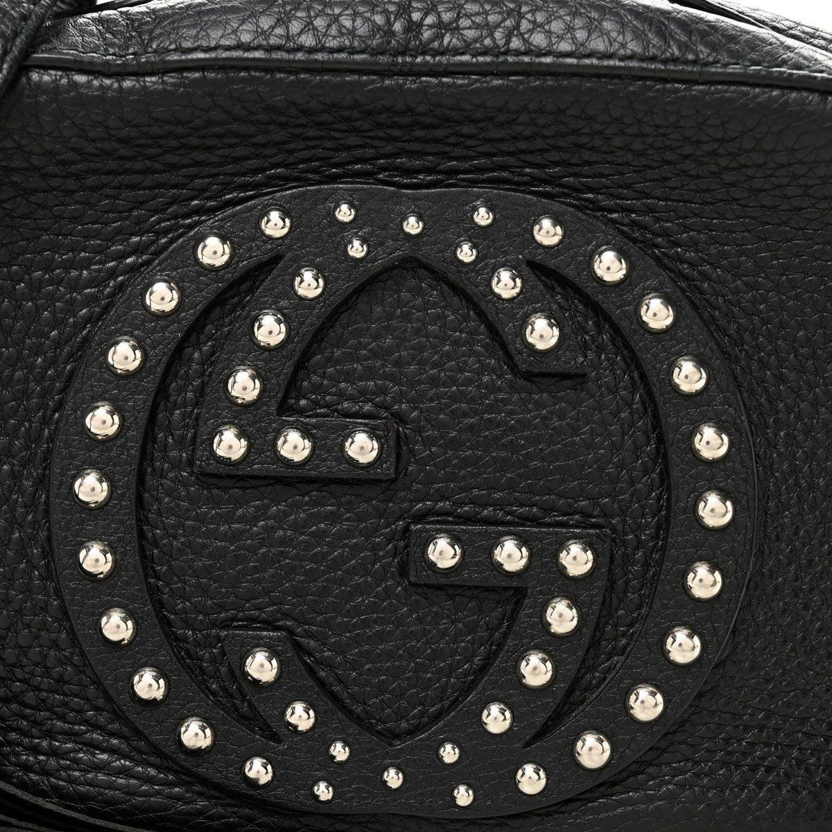 Pebbled Calfskin Studded Small Soho Disco Bag Black