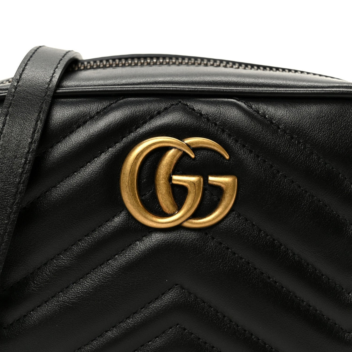 Calfskin Matelasse Mini GG Marmont Chain Shoulder Bag Black